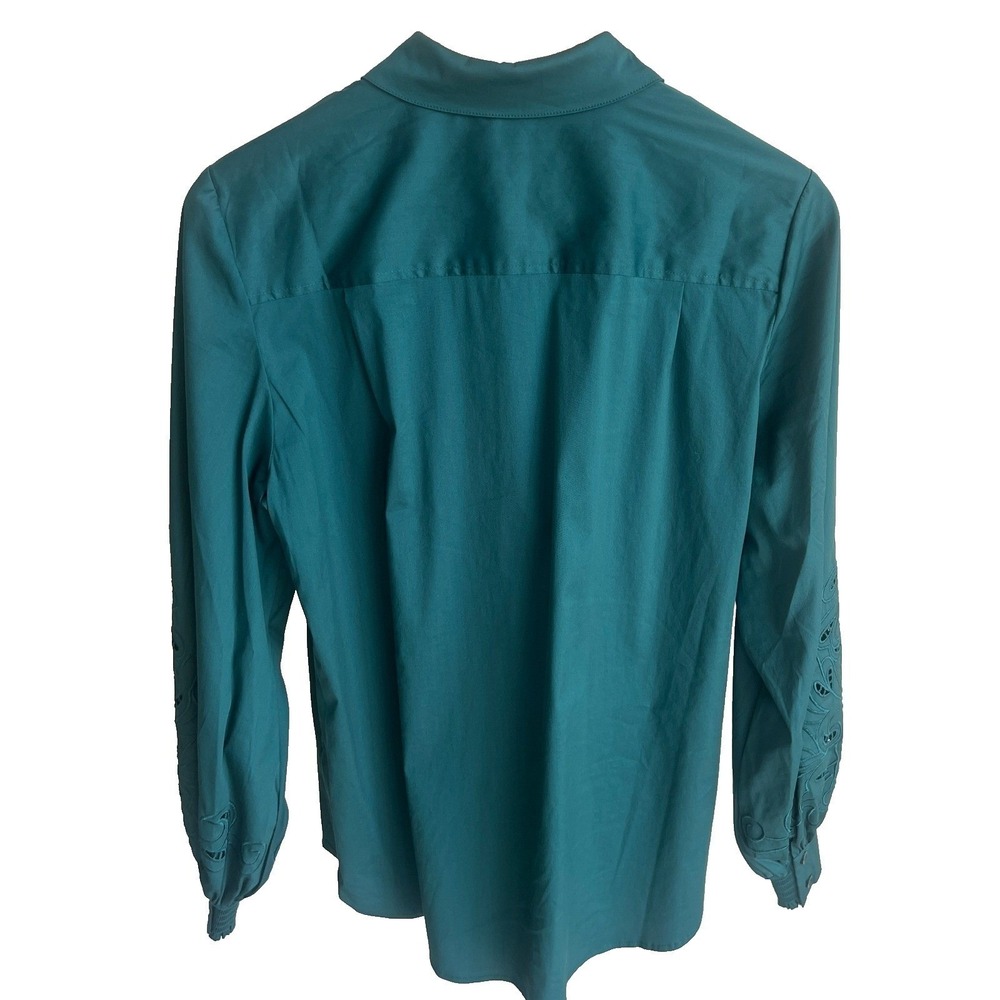 Chicos Hunter Green Button Down Shirt Women's Size 1 Long Sleeve - Picture 3 of 5